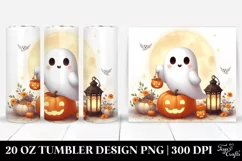 Simple Digital Painting Cute Ghost | 20 oz Tumbler Product Image 1