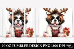 Expressive Saint Bernard with Reindeer Horns PNG Product Image 1