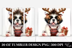 Expressive Saint Bernard with Reindeer Horns PNG Product Image 1