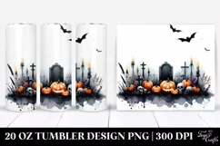 Watercolor Style Halloween Image with TOMBSTONE | 20 oz Product Image 1