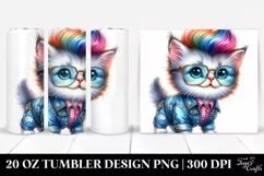 Funny Cat in Jeans with Cool Haircut Product Image 1