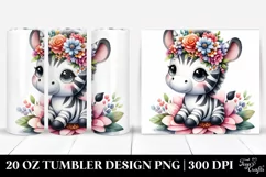 Cartoon Zebra Sitting | 20 oz Tumbler Product Image 1