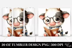Cute Baby Cow Reading | 20 oz Tumbler Product Image 1