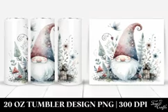 Washed Whimsical Gnome Clipart, High-Res 20 Oz Tumbler Product Image 1