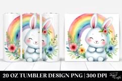 20 Oz Tumbler Sublimation | colorful boho Smiling Baby Bunny Product Image 1