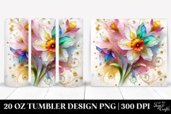 20 Oz Tumbler Sublimation | Colorful Narcissus with Gold Product Image 1