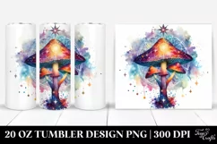 Magical Celestial Mushroom Watercolor 20 Oz Tumbler Product Image 1