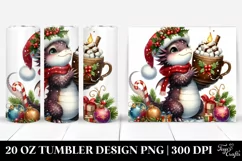 Christmass Dragon with Hot Cocoa PNG Product Image 1
