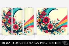 Colorful Retro Half Moon Flowers | 20 oz Tumbler Product Image 1