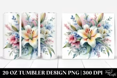 Colorful Watercolor Lily Whimsical Flower | 20 oz Tumbler Product Image 1