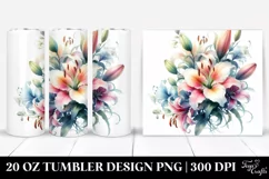 Colorful Watercolor Lily Whimsical Flower | 20 oz Tumbler Product Image 1