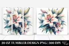 Colorful Watercolor Lily Whimsical Flower | 20 oz Tumbler Product Image 1