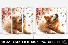 Dog Tumbling with Spring Petals | 20 Oz Tumbler Product Image 1