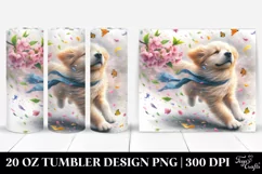 Dog Tumbling with Spring Petals | 20 Oz Tumbler Product Image 1