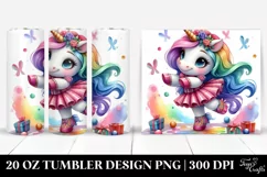 Vibrant Cute Unicorn Dressed | 20 oz Tumbler Product Image 1