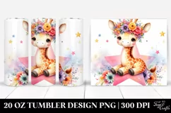 Cartoon-Style Zebra with Flower Crown 20 Oz Tumbler Product Image 1