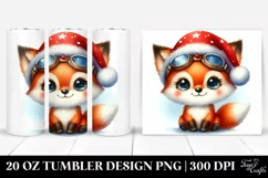 Cute Baby Fox with Santa Hat PNG Product Image 1