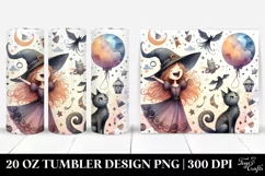 Excited Witch with Cat | 20 oz Tumbler Product Image 1