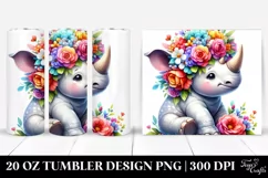 Cartoon-Style Rhino Sitting | 20 oz Tumbler Product Image 1
