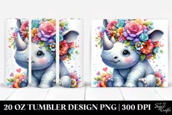 Cartoon-Style Rhino Sitting | 20 oz Tumbler Product Image 1