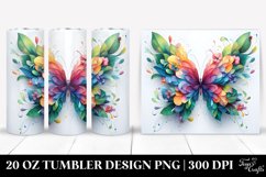 Abstract Vibrant Butterfly Plant. 20 oz Tumbler Design Product Image 1