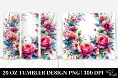 Vibrant Pink Rose Wreath | 20 Oz Tumbler Product Image 1