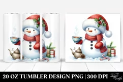 Cute Winter Snowman with Tea Cup PNG Product Image 1