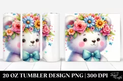 Watercolor Bear with Flower Crown | 20 oz Tumbler Product Image 1