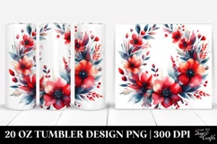 Vibrant Red Flower Wreath | 20 Oz Tumbler Product Image 1