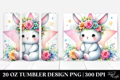 Cartoon-Style Bunny with Flower Crown 20 Oz Tumbler Product Image 1