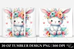 Cute Bear with Flower Crown Watercolor 20 Oz Tumbler Product Image 1