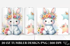 Cartoon-Style Bunny with Flower Crown 20 Oz Tumbler Product Image 1