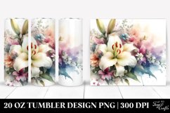 Washed Watercolor Colorful Lily - 20 Oz Tumbler Product Image 1