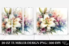 Washed Watercolor Colorful Lily - 20 Oz Tumbler Product Image 1