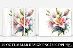 Washed Watercolor Colorful Lily - 20 Oz Tumbler Product Image 1