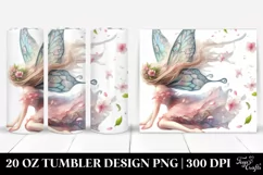 Fairy Tumbling with Petals Clipart, High-Res 20 Oz Tumbler Product Image 1