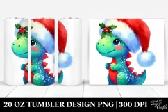 Dinosaur in Santa Hat Clipart 20 Oz Tumbler Product Image 1