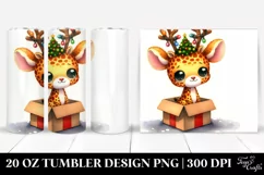 Expressive Baby Giraffe with Reindeer Horns PNG Product Image 1