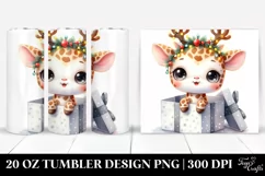 Expressive Baby Giraffe with Reindeer Horns PNG Product Image 1