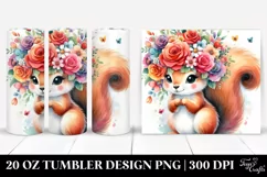 Cartoon Style Squirrel Flower Crown Tumbler Product Image 1