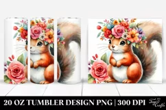 Cartoon Style Squirrel Flower Crown Tumbler Product Image 1