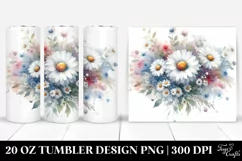 Washed Colorful Daisies Clipart, High-Res 20 Oz Tumbler Product Image 1