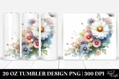 Washed Colorful Daisies Clipart, High-Res 20 Oz Tumbler Product Image 1