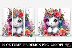 Vibrant Baby Unicorn Drawing | 20 Oz Tumbler Product Image 1