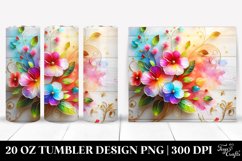 Colorful Impatiens White Wooden Tumbler Product Image 1