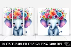 Cartoon Style Elephant Flower Crown Tumbler Product Image 1
