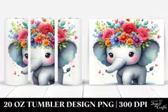 Cartoon Style Elephant Flower Crown Tumbler Product Image 1