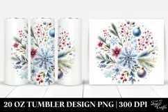Round Christmas Snow Flake Watercolor | 20 oz Tumbler Product Image 1