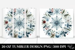 Round Christmas Snow Flake Watercolor | 20 oz Tumbler Product Image 1