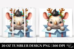Enthusiastic Baby Rhino with Reindeer Horns PNG Product Image 1